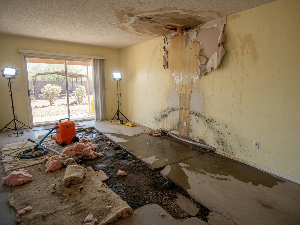 Water Damage In A Pinal County Slab Home: Where The Water Actually Goes